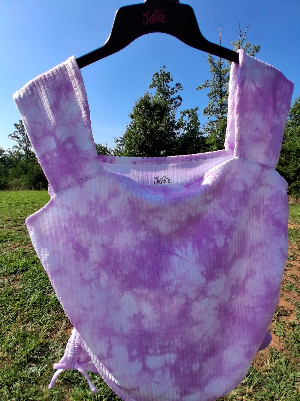 Justice Lavender Tie-Dye Ribbed Square Neck Tank NWOT Girl's XL Plus